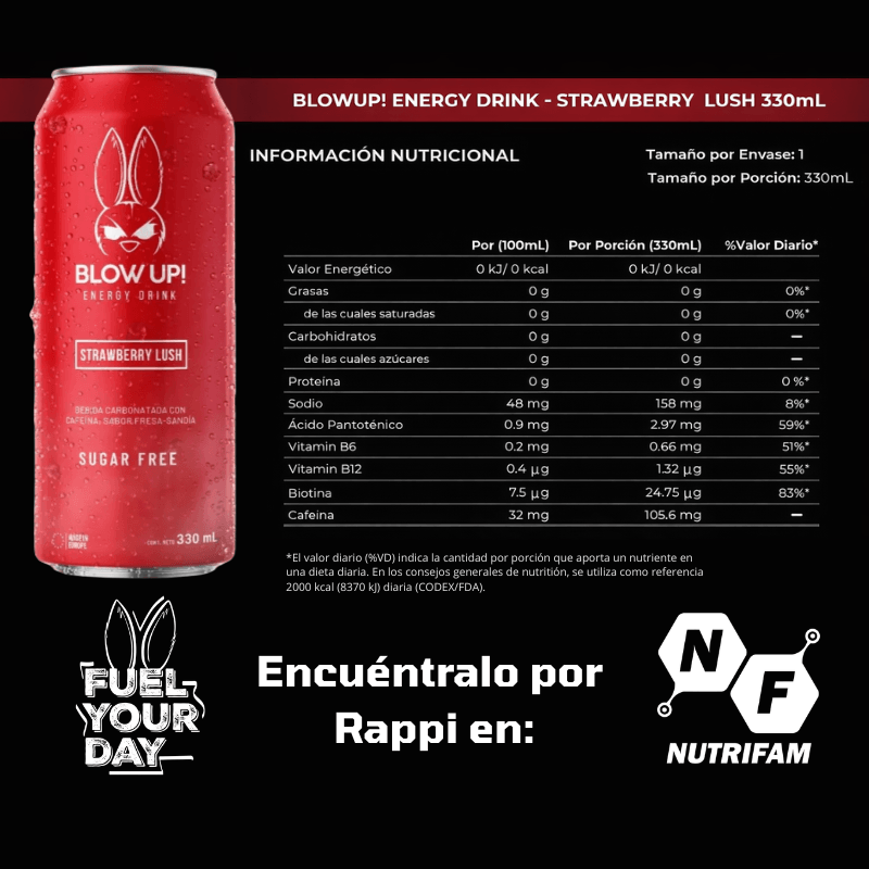 Blow Up! Energy Drink 330ml - Strawberry Lush — foto 2