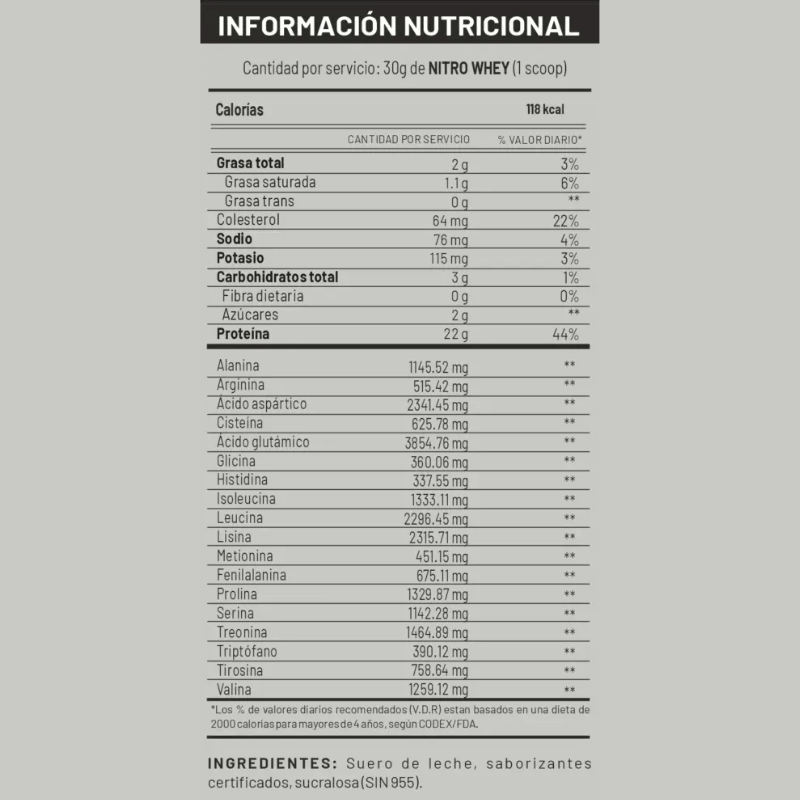 Nitro Whey 1.1 Kg (37 Serv.) - Chocolate — foto 2