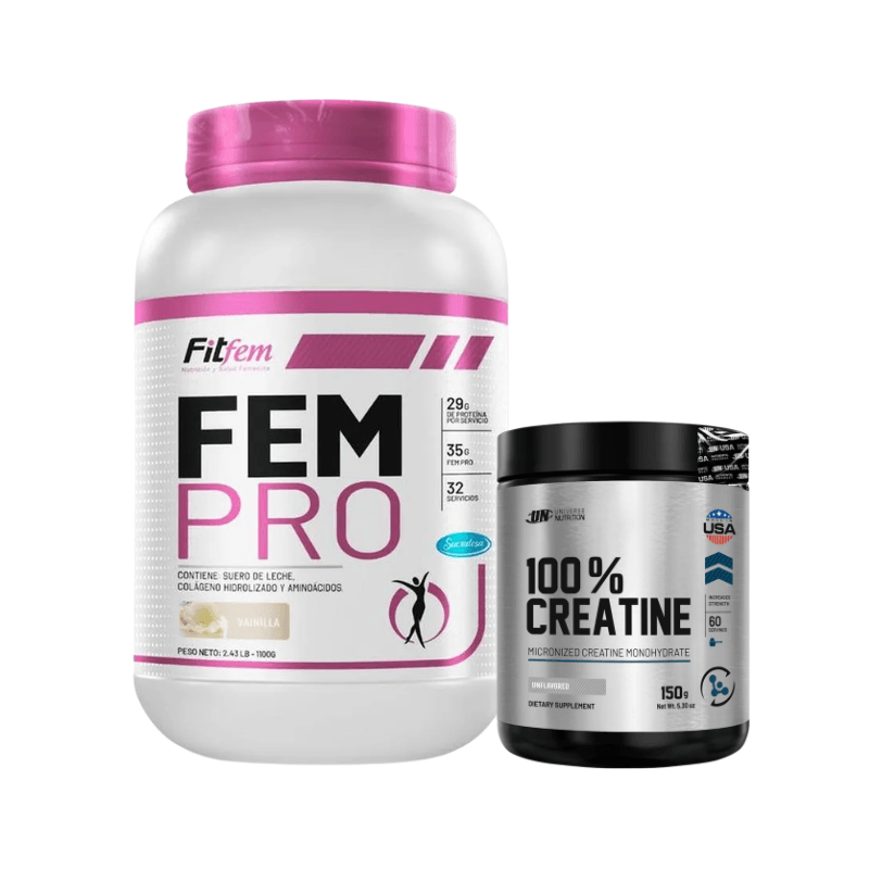 Fem Pro 1.1 Kg (32 Serv.) + Creatina UN 150g (60 Serv.)