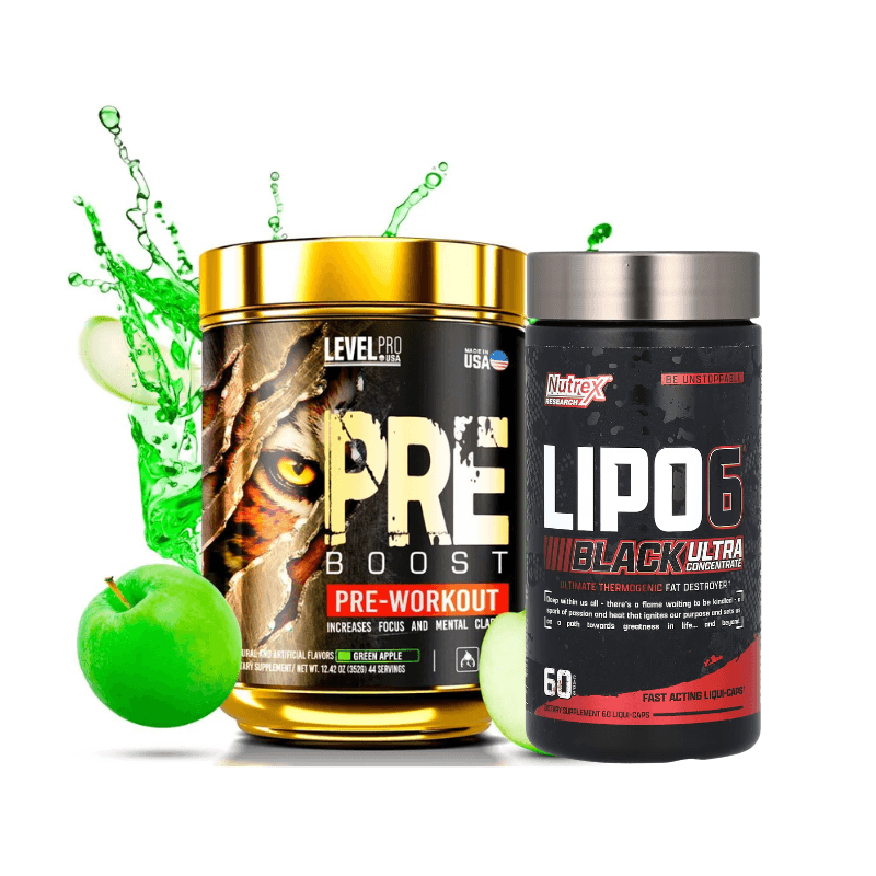 Pre Entreno Pre Boost Level Pro (44 Serv.) + Lipo 6 Black o Lipo 6 Hers (60 Serv.) — foto 2