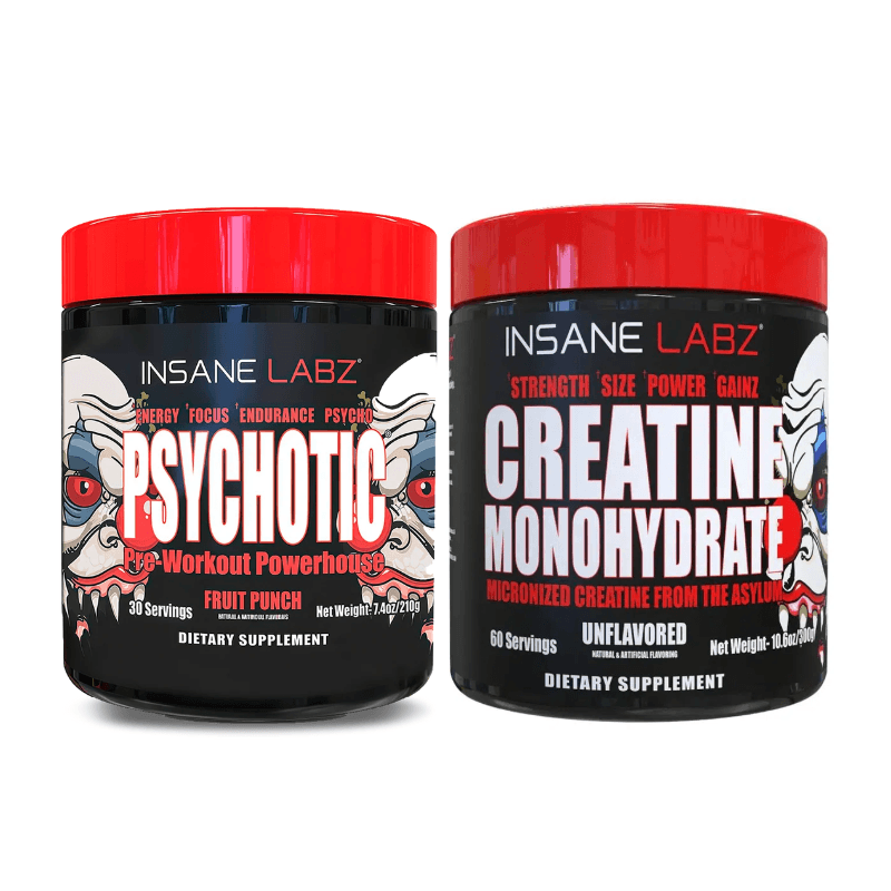 Pre Entreno Psychotic (30 Serv.) + Creatina Insane Labz 300g (60 Serv.)